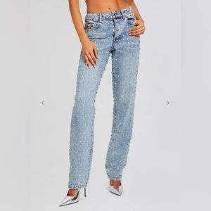 Retrofête Vero Embellished Denim Pant 28 New MSRP $1,698 NWT